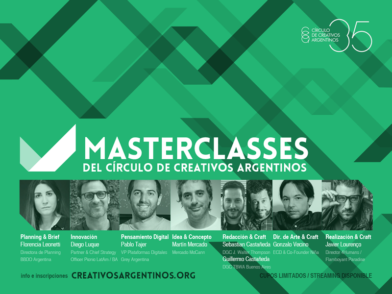 El Círculo de Creativos Argentinos ofrece 7 Masterclasses