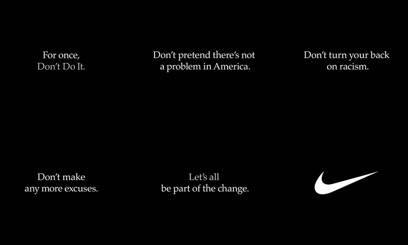 Con creatividad de W+K, Nike cambia su eslogan para condenar el racismo
