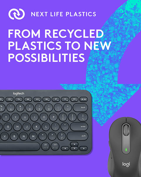 Logitech supera su compromiso y aumenta el uso de plástico reciclado en sus productos