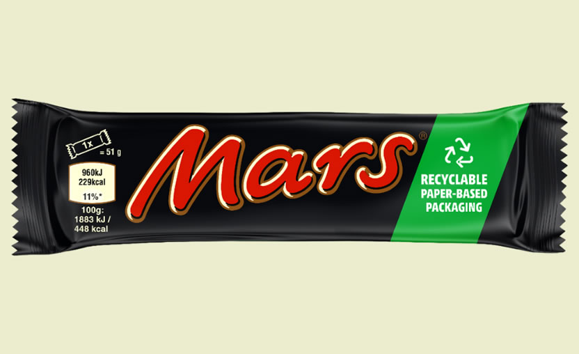 Mars Wrigley presenta una barra Mars envuelta en papel reciclable