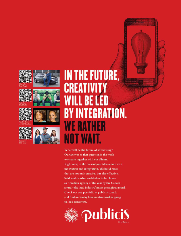 In the future, creativity wil be led by integration. We rather not wait.