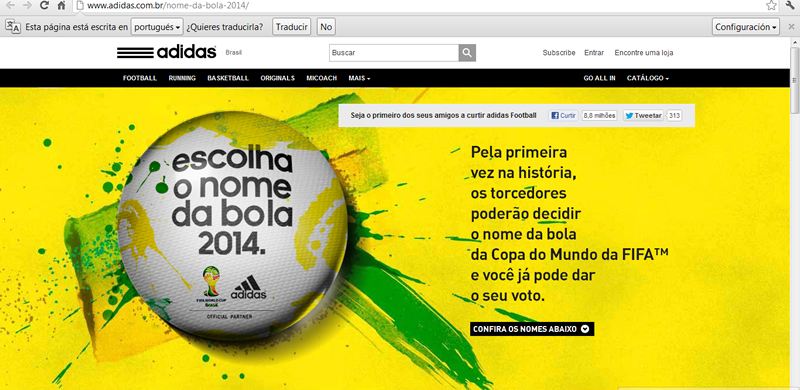 Puede ser ignorado aluminio Sin cabeza Adidas ofrece la oportunidad única de elegir el nombre del Balón Oficial  del Mundial Brasil 2014 - LatinSpots