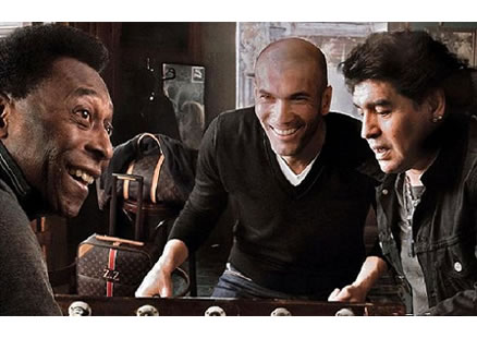 Blue on X: En el año 2010 Louis Vuitton consiguió reunir a tres de las  grandes leyendas del fútbol en un solo anuncio: Maradona, Pelé y Zidane.  Ahora en el año 2022