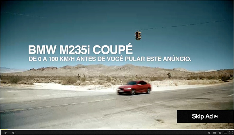 DPZ presenta en Brasil el BMW M235i Coupé antes de que el usuario pueda omitir el anuncio