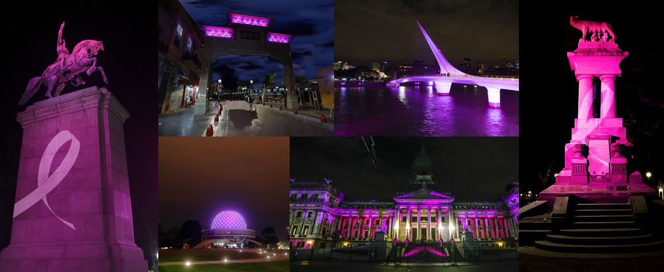 Los monumentos se iluminaron de rosa contra el cáncer de mama