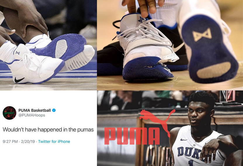 Puma le tuitea a Nike tras la polémica de la zapatilla rota de Zion en la NCAA