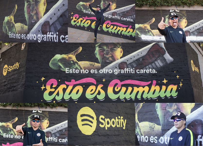 Spotify presentó un mural bien ATR con la imagen de Pablo Lescano