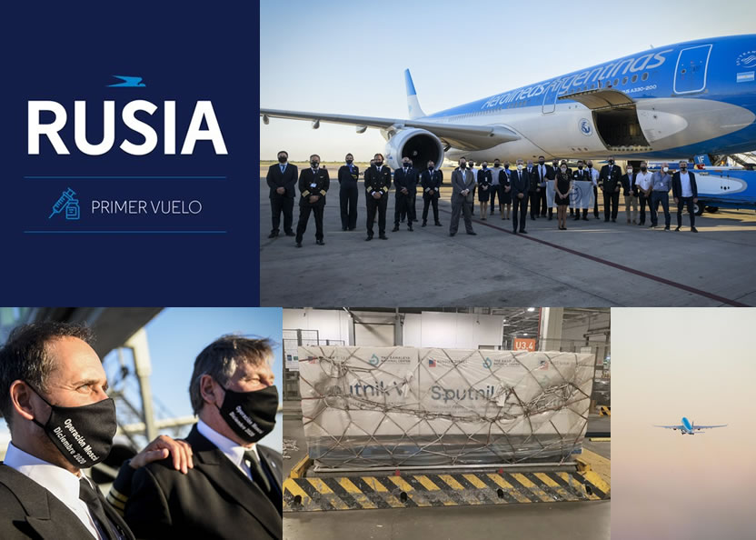 Luego de traer a D10S, Aerolíneas Argentinas trae la vacuna de Rusia