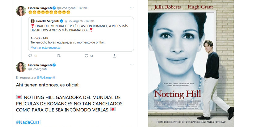 #NadaCursi: Twitteros argentinos eligieron la mejor película por el Día del Amor y la Amistad