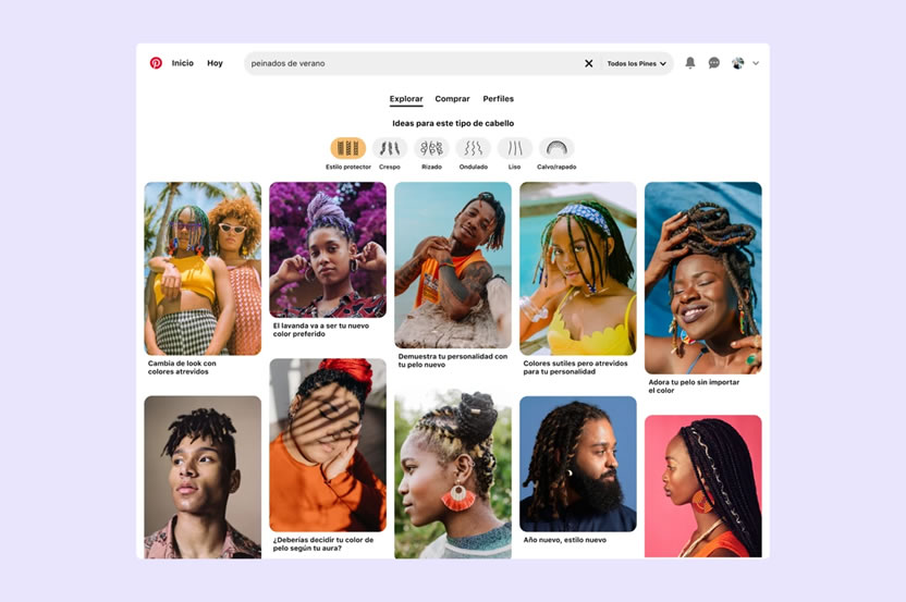 Pinterest presenta la función de búsqueda por tipo de cabello para obtener resultados inclusivos