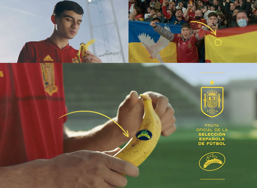 Plátano de Canarias junto a LOLA presente en el Mundial con El Amarillo de La Roja 