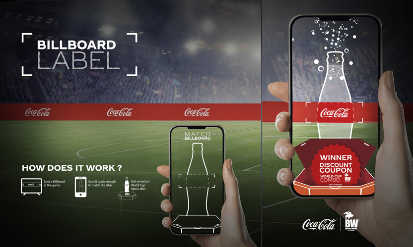 Coca-Cola y Buffalo Wings convierten las vallas de Qatar 2022 en labels escaneables