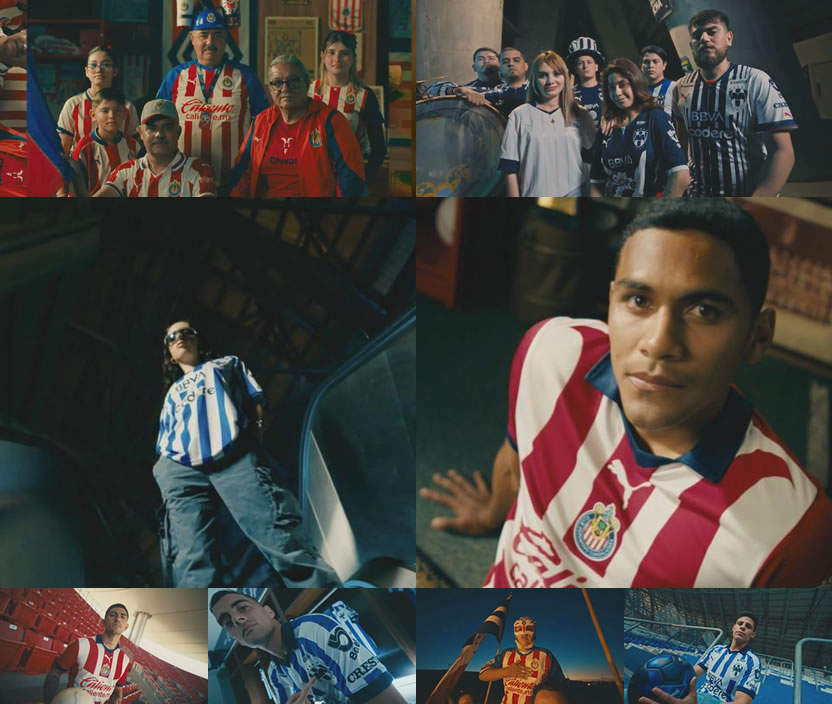 The Juju muestra los jerseys PUMA de Chivas de Guadalajara y Rayados de Monterrey